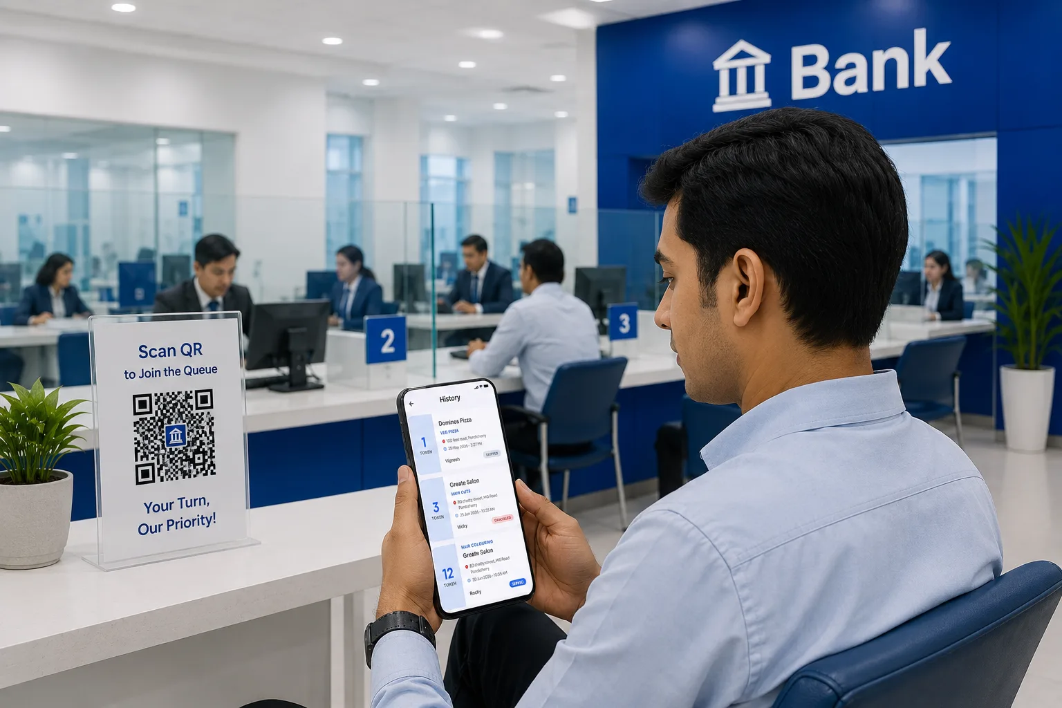 Banks and financial services queue management